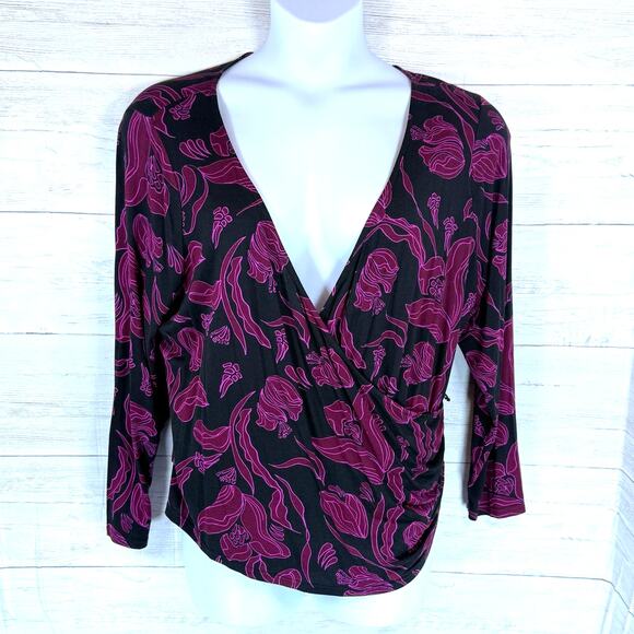 ModCloth women Plus 2x maroon black floral knit stretch whimsygoth career fall - Picture 1 of 6